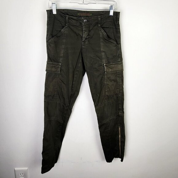 J. Brand Dark Green Cargo Pants Size 27 Retro Utility Outdoor Gorpcore Minimal - Picture 1 of 7